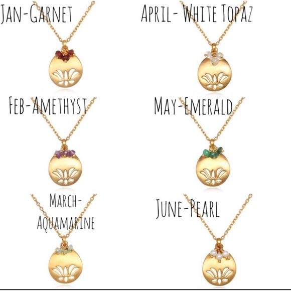 Satya Genuine Semi Precious Birthstone Lotus Pendant Necklace-Boutique - Picture 3 of 16